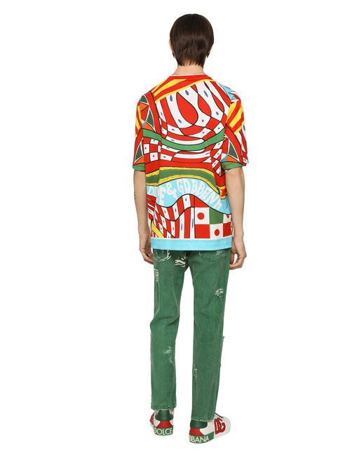 COTTON T-SHIRT WITH CARRETTO PRINT