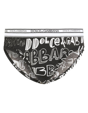 TWO-WAY STRETCH COTTON MID-RISE BRIEFS WITH LOGO PRINT