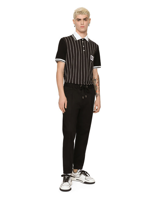 PRINTED COTTON PIQUÉ POLO-SHIRT WITH DG PATCH