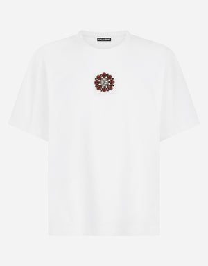 TECHNICAL JERSEY T-SHIRT WITH CRYSTALS AND DG LOGO