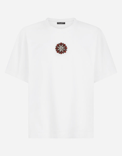 TECHNICAL JERSEY T-SHIRT WITH CRYSTALS AND DG LOGO