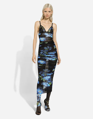 TULLE SLIP DRESS WITH BLUEBELL PRINT