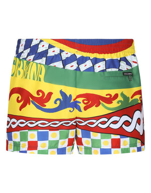 SHORT SWIM TRUNKS WITH CARRETTO PRINT