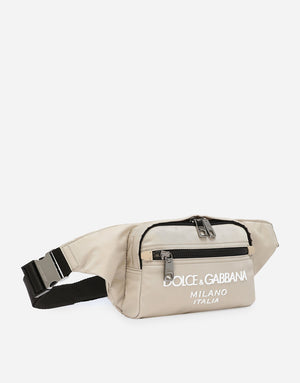 SMALL NYLON BELT BAG WITH RUBBERIZED LOGO
