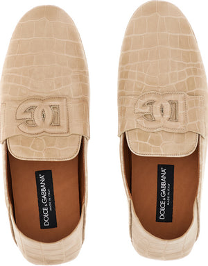 CROCODILE-PRINT CALFSKIN DRIVER SHOES