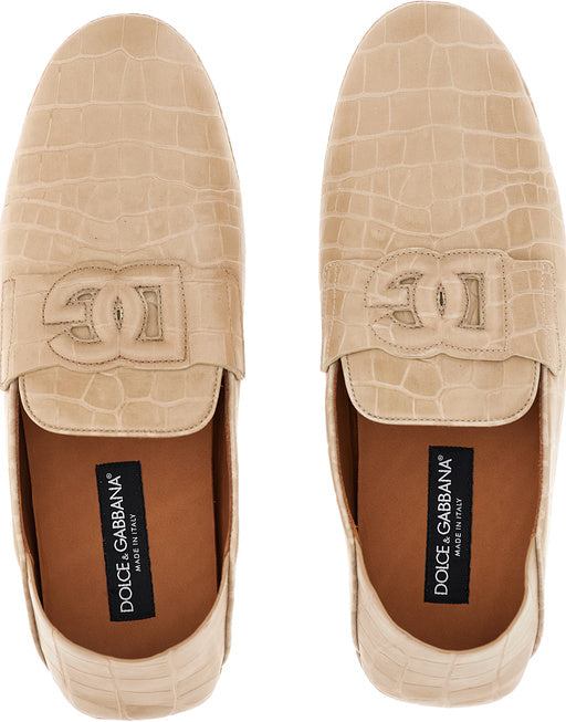 CROCODILE-PRINT CALFSKIN DRIVER SHOES