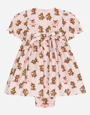 POPLIN DRESS WITH BABY LEOPARD PRINT
