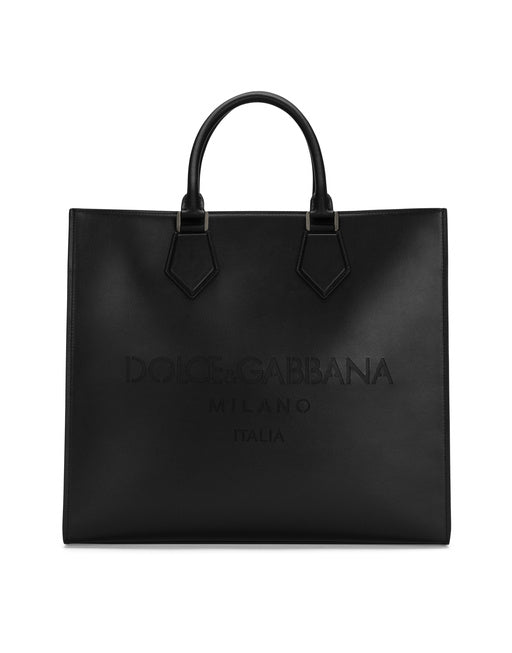 LARGE CALFSKIN SHOPPER WITH LOGO