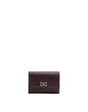 SMALL CONTINENTAL WALLET WITH DG RHINESTONES IN DAUPHINE CALFSKIN