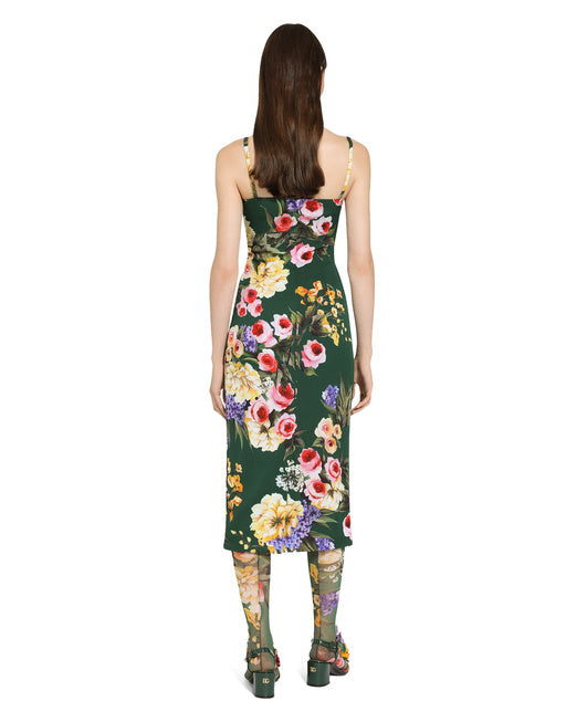 CHARMEUSE STRAPLESS DRESS WITH GARDEN PRINT