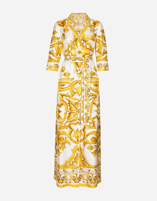 SILK TWILL ROBE WITH MAJOLICA PRINT