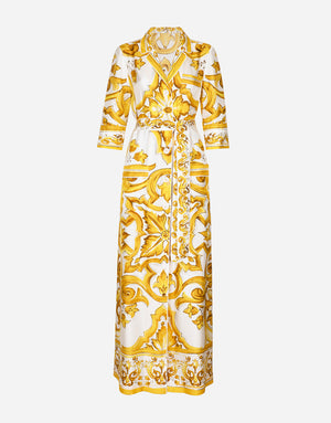 SILK TWILL ROBE WITH MAJOLICA PRINT