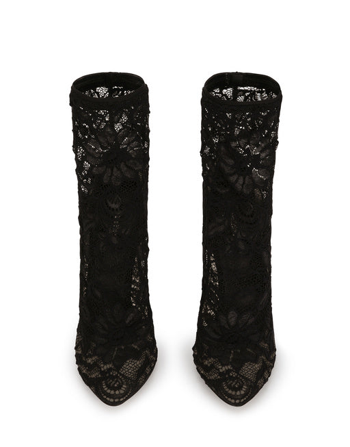 STRETCH LACE AND GROS GRAIN BOOTIES
