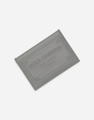 CALFSKIN CARD HOLDER WITH RAISED LOGO