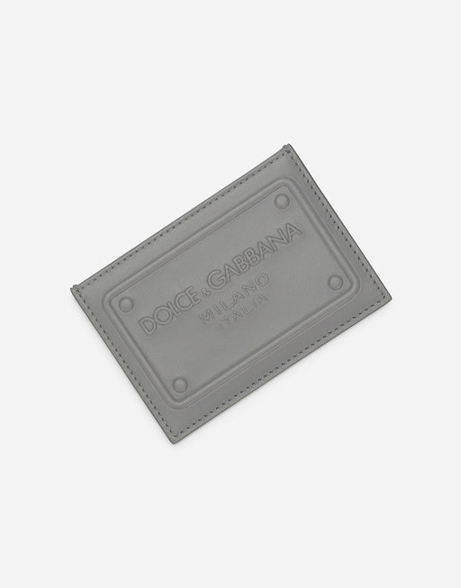 CALFSKIN CARD HOLDER WITH RAISED LOGO