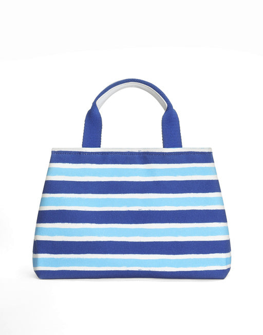 CANVAS HANDBAG WITH STRIPED PRINT