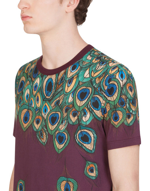 COTTON T-SHIRT WITH FEATHER PRINT