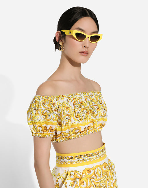 MAJOLICA-PRINT POPLIN CROP TOP