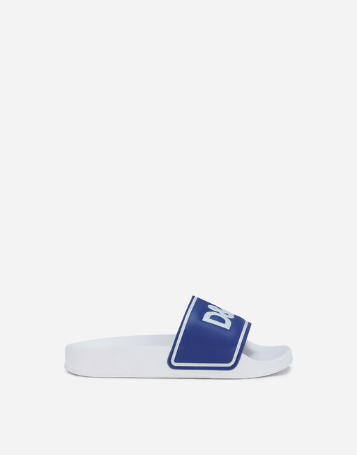 RUBBER AND CALFSKIN SLIDERS WITH LOGO PRINT