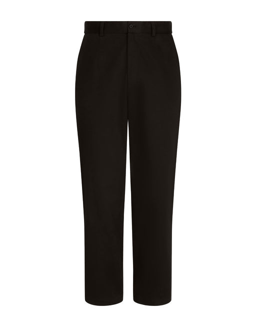STRETCH DRILL PANTS WITH LOGO LABEL
