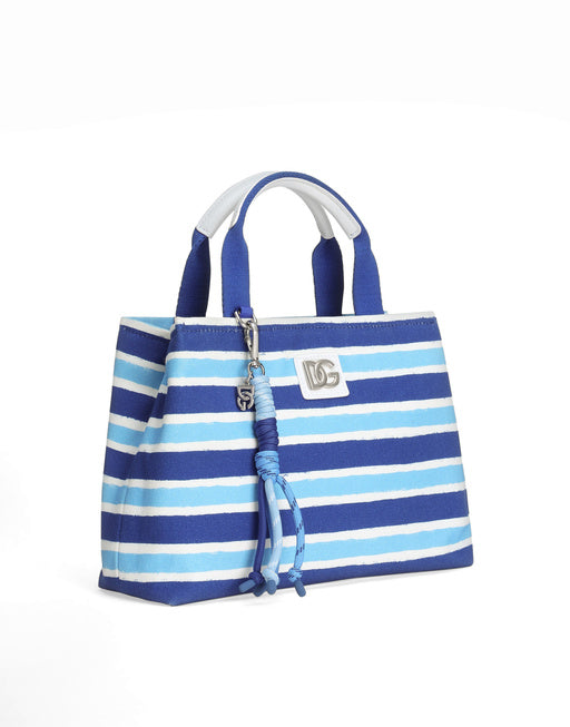 CANVAS HANDBAG WITH STRIPED PRINT