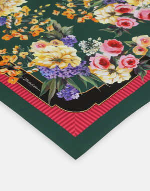 GARDEN-PRINT TWILL SCARF (90 X 90)
