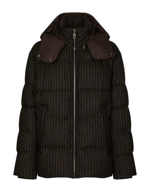 QUILTED PINSTRIPE WOOL JACKET