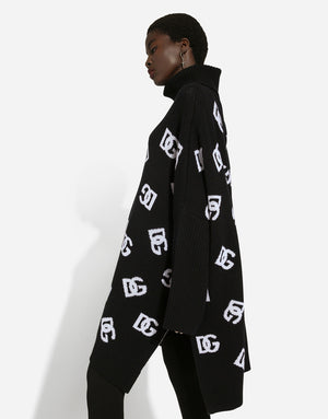 WOOL PONCHO WITH JACQUARD DG LOGO