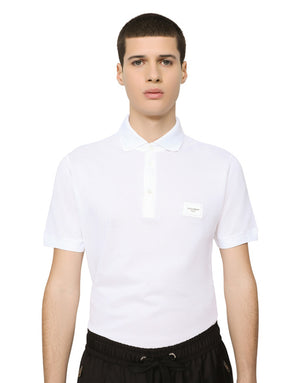 COTTON PIQUÉ POLO-SHIRT WITH BRANDED TAG