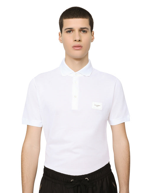 COTTON PIQUÉ POLO-SHIRT WITH BRANDED TAG