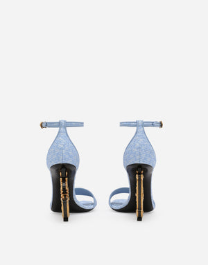 BOUCLÉ FABRIC SANDALS WITH BAROQUE DG DETAIL
