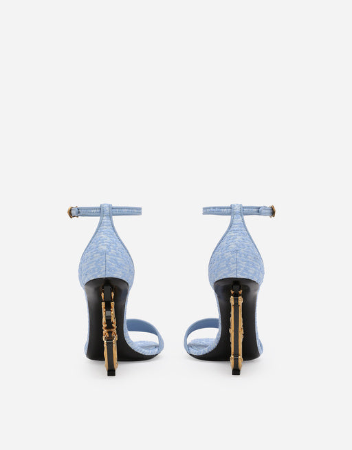 BOUCLÉ FABRIC SANDALS WITH BAROQUE DG DETAIL
