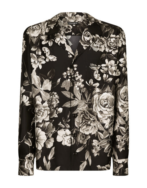 SILK TWILL SHIRT WITH FLORAL PRINT