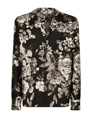 SILK TWILL SHIRT WITH FLORAL PRINT
