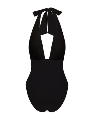 ONE-PIECE SWIMSUIT WITH PLUNGING NECKLINE AND DGVIB3 PRINT