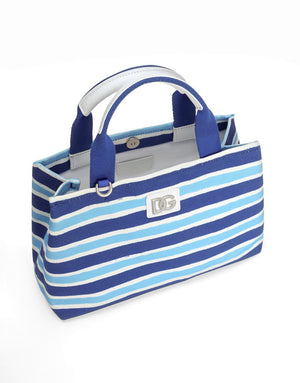 CANVAS HANDBAG WITH STRIPED PRINT