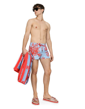 SHORT SWIM TRUNKS WITH CORAL PRINT