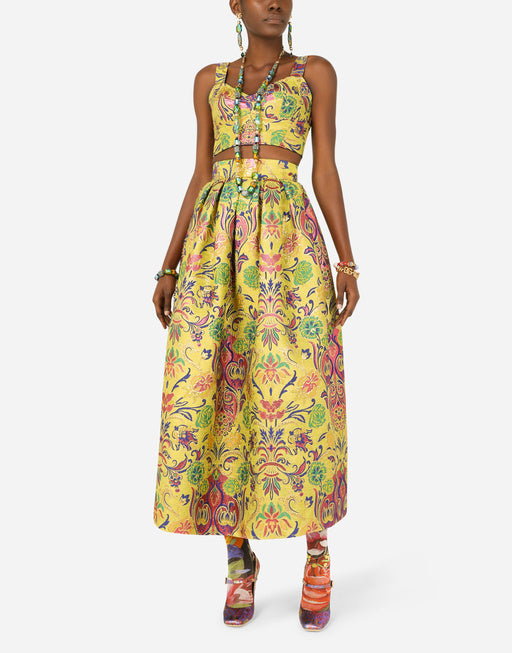 PENCIL SKIRT IN FLORAL LUREX JACQUARD