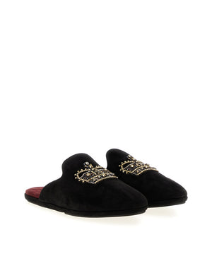 SLIPPERS IN SUEDE WITH EMBROIDERY