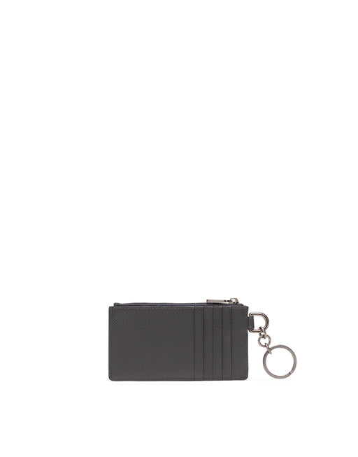 DAUPHINE CALFSKIN CARD HOLDER WITH RING BRANDED PLATE