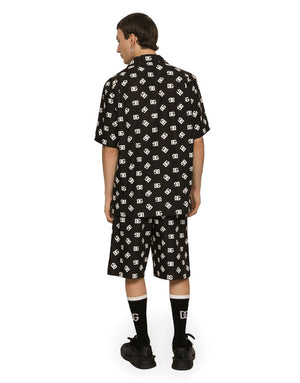 COTTON HAWAIIAN SHIRT WITH DG MONOGRAM PRINT
