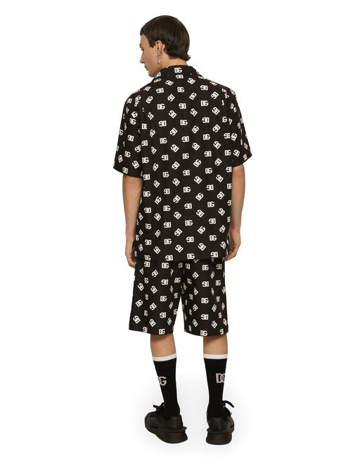 COTTON HAWAIIAN SHIRT WITH DG MONOGRAM PRINT