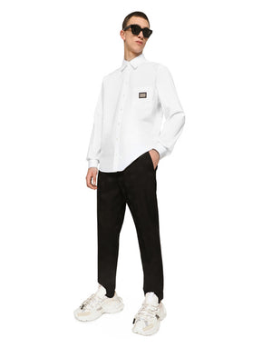 COTTON MARTINI-FIT SHIRT WITH BRANDED TAG