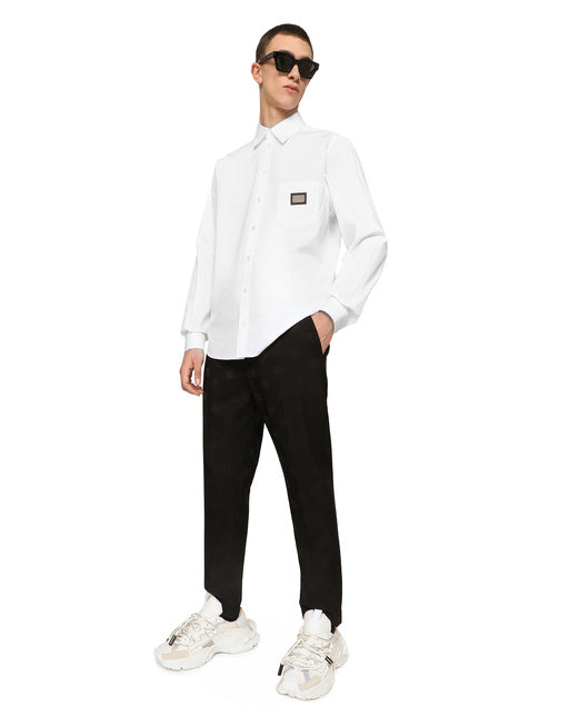 COTTON MARTINI-FIT SHIRT WITH BRANDED TAG