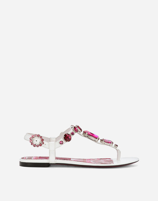 PATENT LEATHER THONG SANDALS