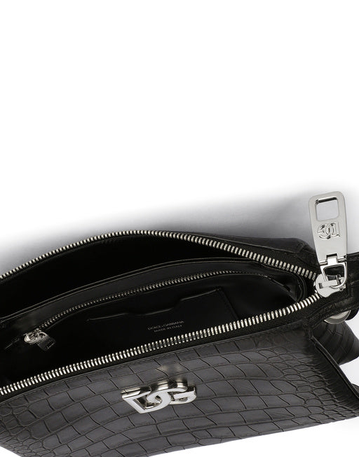 SMALL TRIS BAG IN CROCODILE-PRINT CALFSKIN