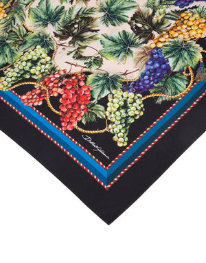 TWILL FOULARD WITH GRAPE PRINT: 50 X 50CM - 20 X 20 INCHES