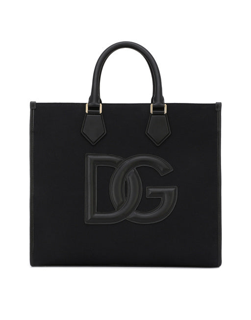 CANVAS SHOPPER WITH CALFSKIN NAPPA DETAILS