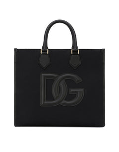 CANVAS SHOPPER WITH CALFSKIN NAPPA DETAILS