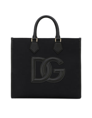 CANVAS SHOPPER WITH CALFSKIN NAPPA DETAILS